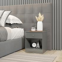 Mesinha de Cabeceira com 1 Gaveta 40x45cm Cinza 6500 Mesinha de Cabeceira com 1 Gaveta 40x45cm Cinza 6500