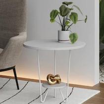 Mesinha de Canto Apoio Lateral Sofá Italy Base de Ferro Tampo Redondo de Madeira Mesinha de Canto Apoio Lateral Sofá Italy Base de Ferro Tampo Redondo de Madeira