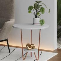 Mesinha de Canto Apoio Lateral Sofá Italy Base de Ferro Tampo Redondo de Madeira Mesinha de Canto Apoio Lateral Sofá Italy Base de Ferro Tampo Redondo de Madeira