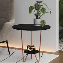 Mesinha de Canto Apoio Lateral Sofá Italy Base de Ferro Tampo Redondo de Madeira Mesinha de Canto Apoio Lateral Sofá Italy Base de Ferro Tampo Redondo de Madeira