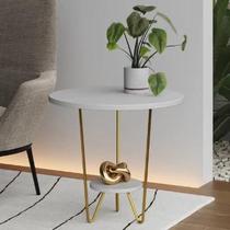 Mesinha de Canto Apoio Lateral Sofá Italy Base de Ferro Tampo Redondo de Madeira Mesinha de Canto Apoio Lateral Sofá Italy Base de Ferro Tampo Redondo de Madeira