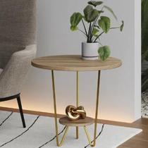 Mesinha de Canto Apoio Lateral Sofá Italy Base de Ferro Tampo Redondo de Madeira Mesinha de Canto Apoio Lateral Sofá Italy Base de Ferro Tampo Redondo de Madeira