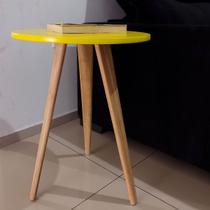 Mesinha de Canto Centro Decoração Redonda MDF Retrô