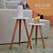 Mesinha De Canto Lateral Pé Palito De Madeira Decorativa