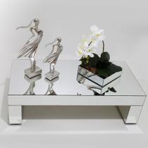 Mesinha De Centro Espelhada Para Sala Decorativa 70X40 Cm Com Rodas Altura 25 Cm Premium