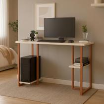 mesinha de estudo com prateleira para computador desktop barzinho aparador com pes de ferro mali 120 para quarto home office