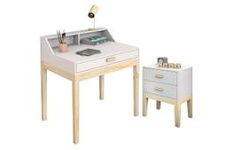 mesinha de lição de casa com mesa de cabeceira 2 gavetas para quarto infantil cor branco