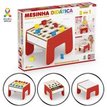 Mesinha didática Infantil 2 em 1 com Blocos de encaixar