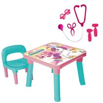 Mesinha Didática Infantil Unicórnio + Kit Doctor Médico Mesinha Didática Infantil Unicórnio + Kit Doctor Médico