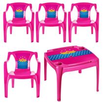 Mesinha e 4 cadeira Infantil de Plástico Menina Menino Color - Arqplast