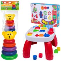 Mesinha E Ursinho Didáticos Para Bebê Infantil Educativo Colorido Brinquedos Menina Menino Crianças - Cotiplás