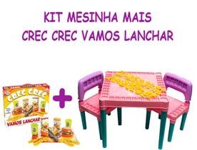 Mesinha Infantil 2 Cadeiras Plástica Com Kit Vamos Lanchar
