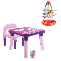 Mesinha Infantil Cadeira Didática Hello Kitty + Jogo Foguete