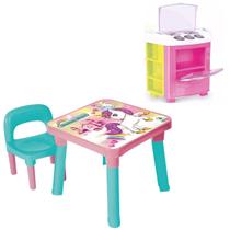 Mesinha Infantil Com Cadeira Unicórnio + Fogão Gran Chef