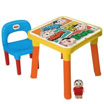 Mesinha Infantil Criança Cadeira Pintura Mônica e Boneco
