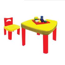 Mesinha infantil Criativa Block com 1 Cadeiras 17 blocos- Simo Toys