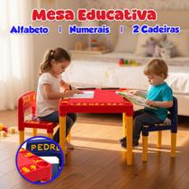Mesinha Infantil De Atividades Com 2 Cadeiras Coloridas