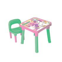 Mesinha infantil Didática com Cadeira desmontável e portátil - brinquedo infantil dia das crianças filhos monte libano