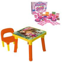 Mesinha Infantil Didática Masha e Urso + Kit Meu Chazinho