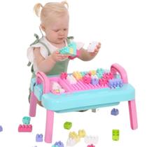 Mesinha Infantil Didática para Bebês 1 ano Blocos de Montar Menina