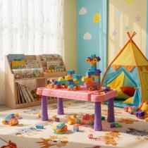 Mesinha Infantil Educativa com Blocos Peças de Montar