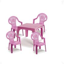 Mesinha Infantil Rosa 46X38Cm+4 Cadeira Poltroninha Kids Mesinha Infantil Rosa 46X38Cm+4 Cadeira Poltroninha Kids