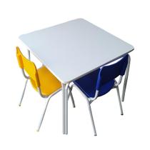 Mesinha Infantil Tampo Mdf Branco C/2 Cadeiras Color Fnde