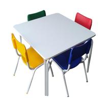 Mesinha Infantil Tampo Mdf MDP Branco C 4 Cadeiras Coloridas Mesinha Infantil Tampo Mdf MDP Branco C 4 Cadeiras Coloridas