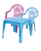 Mesinha Kids Infantil Azul 46x38Cm + 2 Cadeiras Poltroninha Azul e Rosa