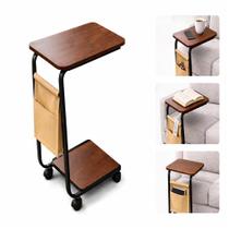 Mesinha Lateral Apoio com Rodas Porta Notebook Celular sofás Retro Decor