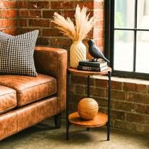 Mesinha Lateral Canto Cabeceira Ferro E Madeira Industrial