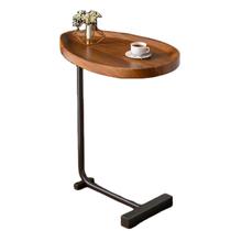 Mesinha Lateral de Apoio Moderna em Madeira e Metal Preto Fosco