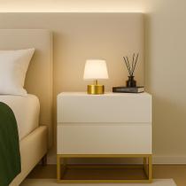 Mesinha Lateral Gaveteiro Eros 45cm Base Dourado Escritorio