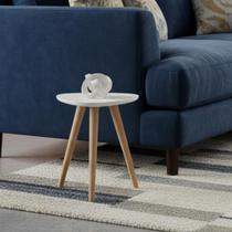 Mesinha Lateral Redonda Sala Pe Palito Retro Decorativa Tampo Orgânico