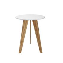 Mesinha Lateral Retrô Peroba Branco com Amêndoa em 100% MDF