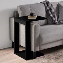 Mesinha Lateral Sala de Canto MDF Preto 65cm Casa Moderna