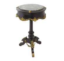 Mesinha Mesal Lateral 45cm Imbuia Bronze e Marmore Luxo