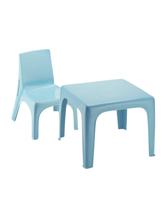 Mesinha Pequena Infantil Azul+Cadeira Poltrona Educativa