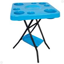 Mesinha petisqueira dobrábel azul com bandeja