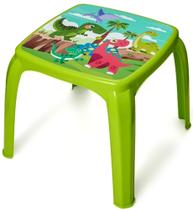 Mesinha Plastica Infantil P/ Criança Decorada Dino - Verde - Usual Utilidades