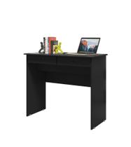 Mesinha Quarto Escritório 2 Gavetas Trabalho Estudo Computador Notebook Cores Preta - EJ