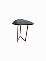 Mesinha Sala Estar Decorativa Canto MDF Preto Pé Rose Gold