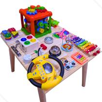Mesinha Sensorial Montessori Madeira 15 Atividades Infantil