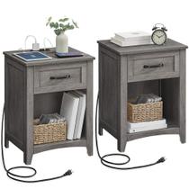 Mesinhas de cabeceira VASAGLE LIRY Collection Misty Grey, conjunto de 2