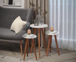Mesinhas Em Estilo Clássico Pés Palito Rústicos Tampo De MDF