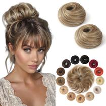 Messy Bun Hair Piece KISANOF Human Hair Honey Brown Blonde