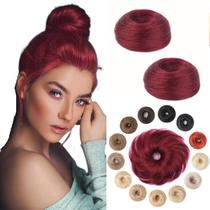 Messy Bun Hair Piece KISANOF Human Hair Red Wond para crianças Messy Bun Hair Piece KISANOF Human Hair Red Wond para crianças
