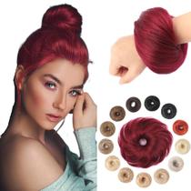 Messy Bun Hair Piece KISANOF Human Hair Red Wond para crianças Messy Bun Hair Piece KISANOF Human Hair Red Wond para crianças
