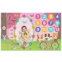 Mesversario Jardim Encantado Cenario Para Fotos Do Bebe Com Moldura Menina Lençol 100% Poliester