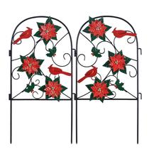 Metal Garden Stakes hogardeck Poinsettia Red Birds, 2 unidades Metal Garden Stakes hogardeck Poinsettia Red Birds, 2 unidades